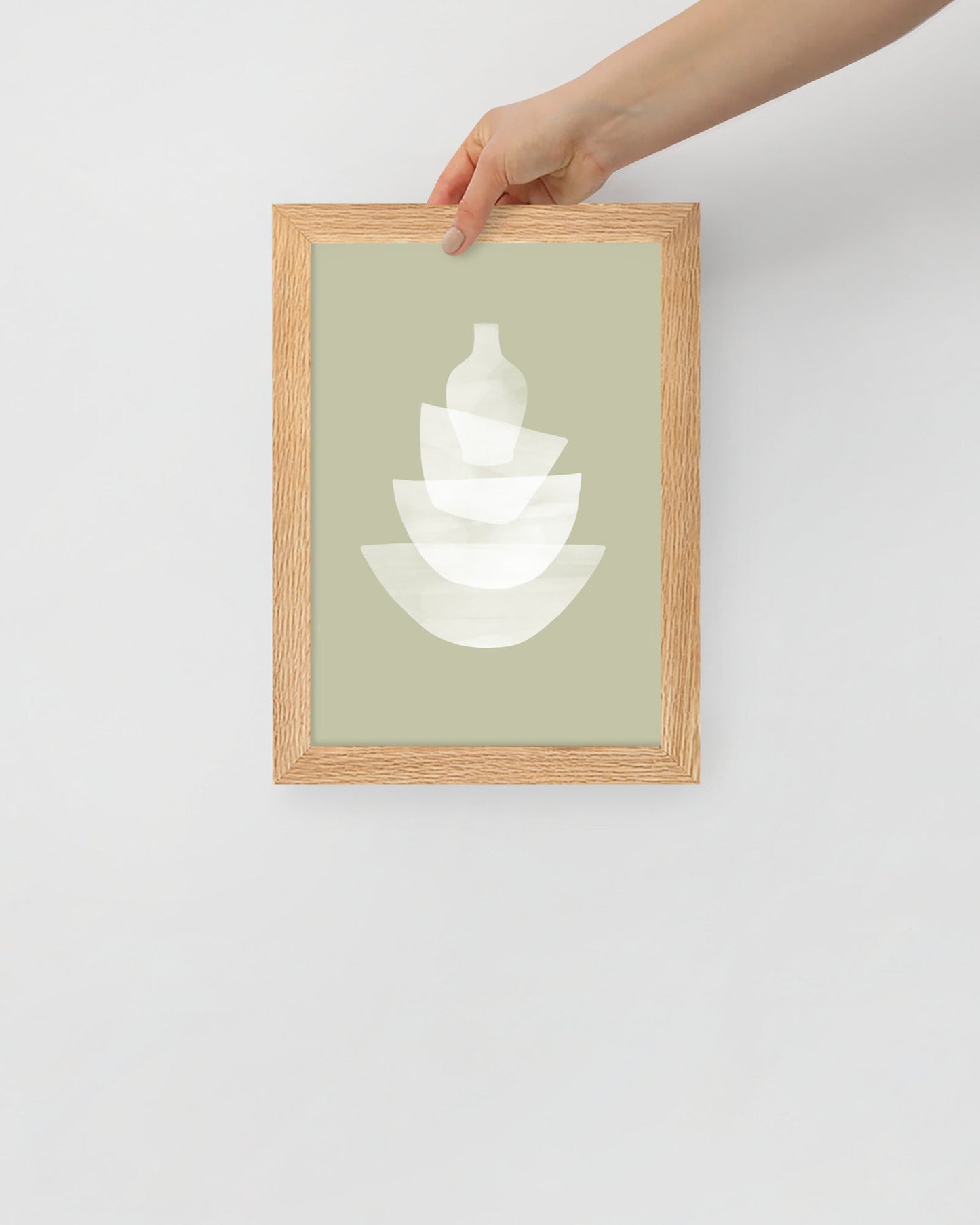 'Ceramic - Green' 21×30 cm Fine Art Print with Oak Frame - Spilt Art by Melbourne Artist Eryn Levey