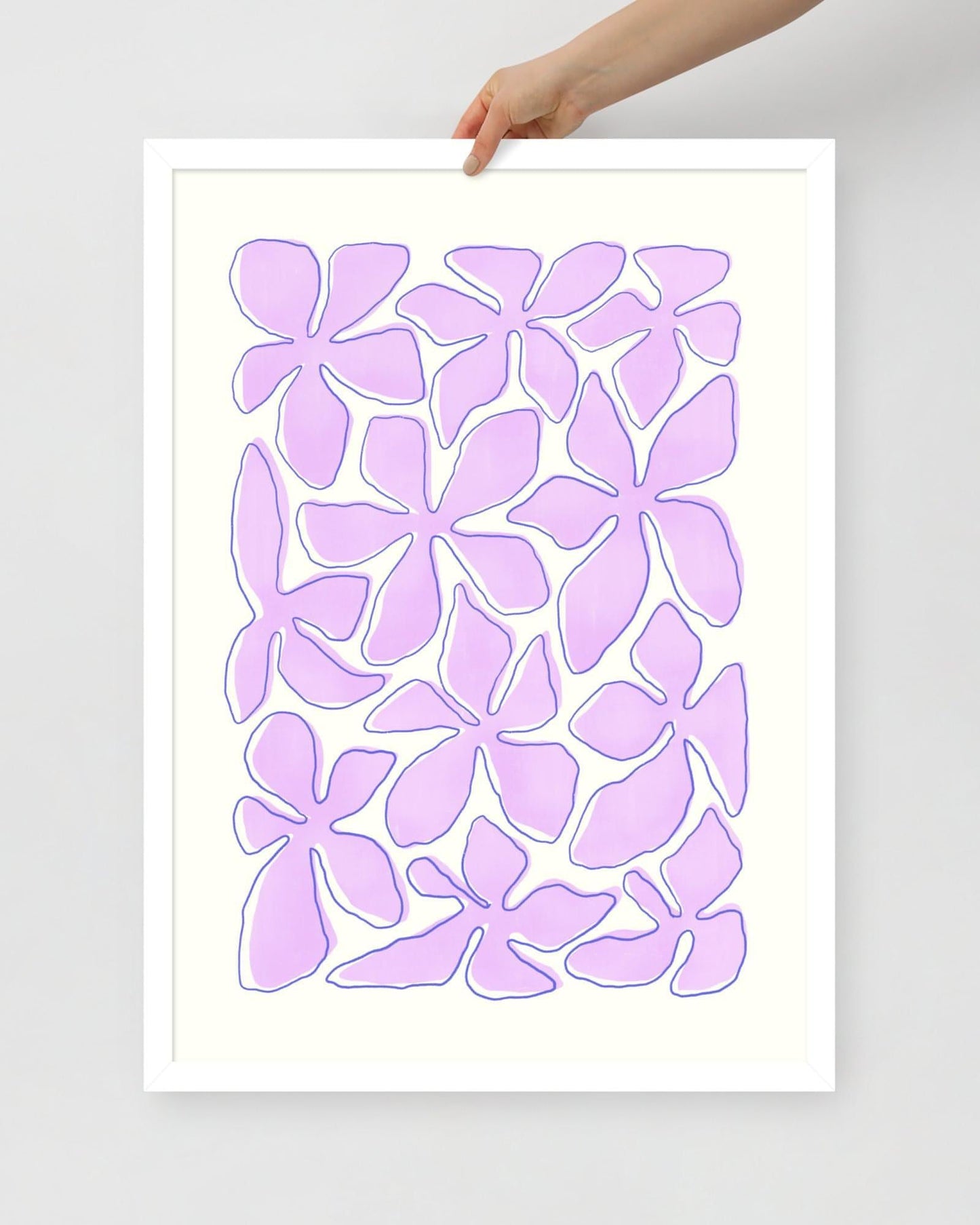'Flower Dance - Pink' 50×70 cm Fine Art Print with White Frame - Spilt Art by Melbourne Artist Eryn Levey