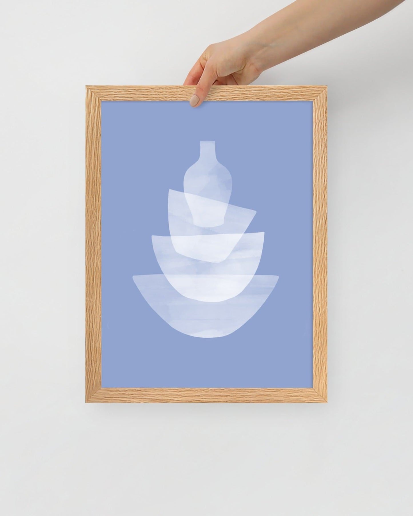 'Ceramic - Blue' 30×40 cm Fine Art Print with Oak Frame - Spilt Art by Melbourne Artist Eryn Levey