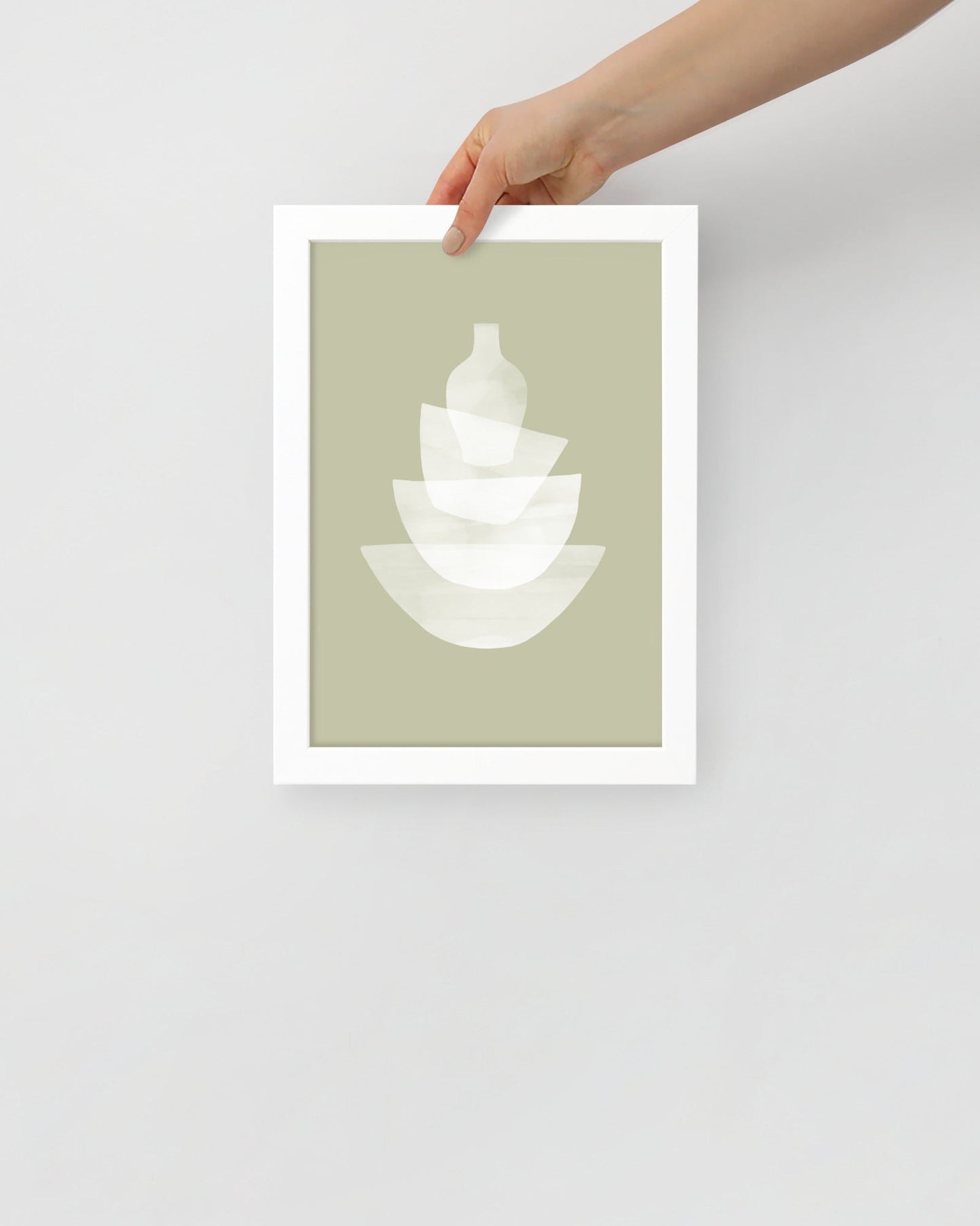 'Ceramic - Green' 21×30 cm Fine Art Print with White Frame - Spilt Art by Melbourne Artist Eryn Levey