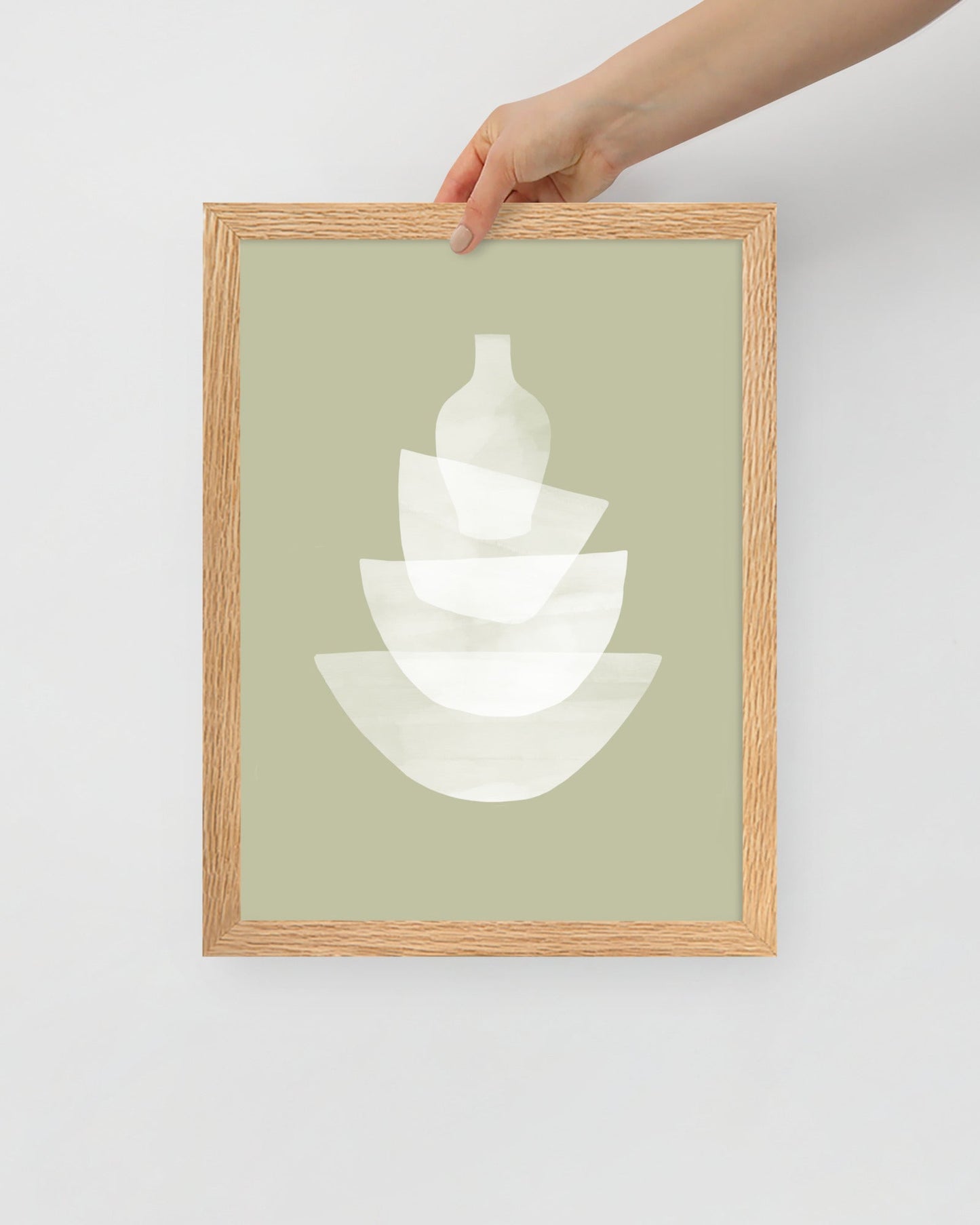 'Ceramic - Green' 30×40 cm Fine Art Print with Oak Frame - Spilt Art by Melbourne Artist Eryn Levey