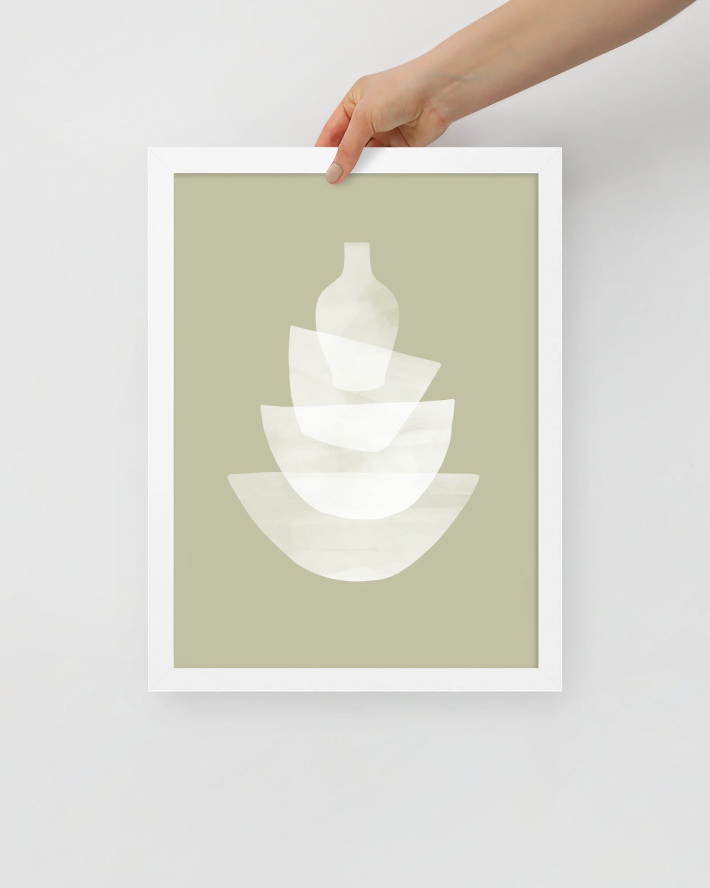 'Ceramic - Green' 30×40 cm Fine Art Print with White Frame - Spilt Art by Melbourne Artist Eryn Levey