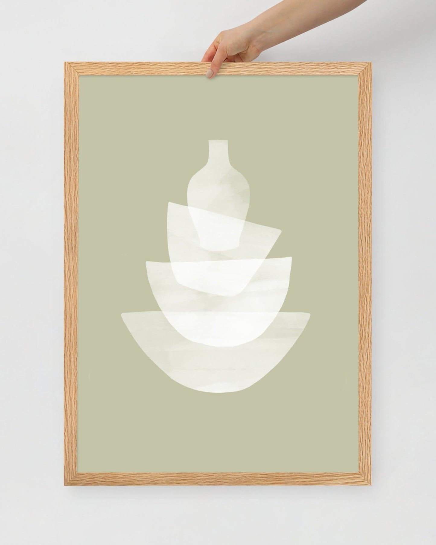 'Ceramic - Green' 50×70 cm Fine Art Print with Oak Frame - Spilt Art by Melbourne Artist Eryn Levey