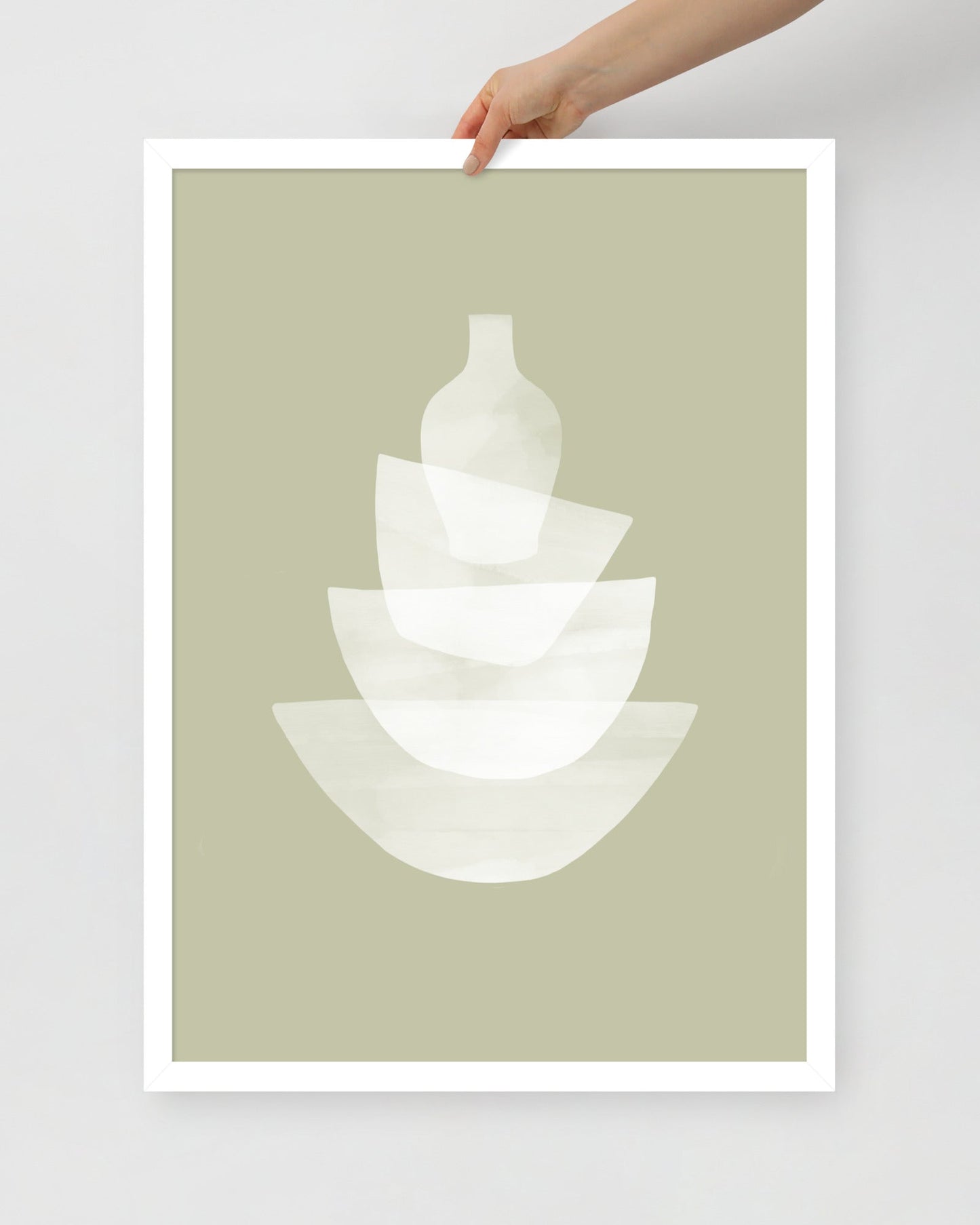 'Ceramic - Green' 50×70 cm Fine Art Print with White Frame - Spilt Art by Melbourne Artist Eryn Levey
