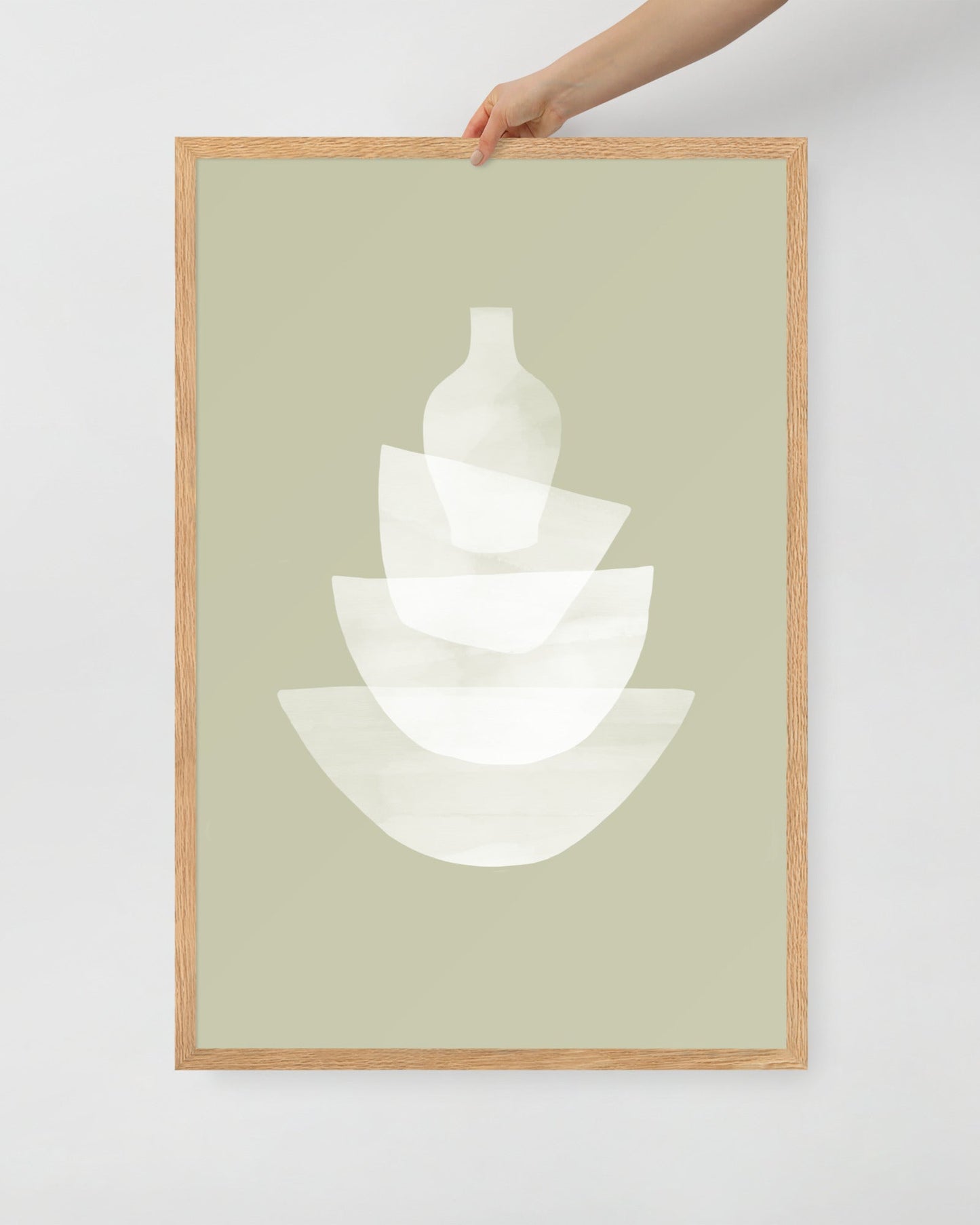 'Ceramic - Green' 61×91 cm Fine Art Print with Oak Frame - Spilt Art by Melbourne Artist Eryn Levey