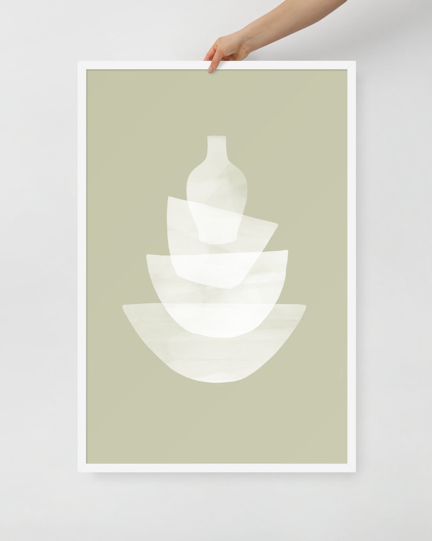 'Ceramic - Green' 61×91 cm Fine Art Print with White Frame - Spilt Art by Melbourne Artist Eryn Levey