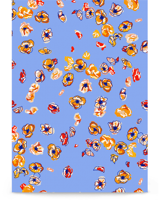 'Falling Flowers' 21×30 cm Fine Art Print with No Frame - Spilt Art by Melbourne Artist Eryn Levey
