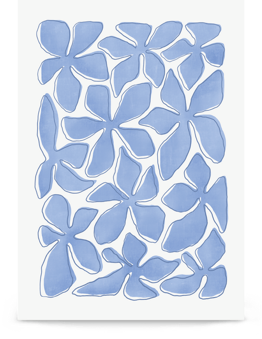 'Flower Dance - Blue' 21×30 cm Fine Art Print with No Frame - Spilt Art by Melbourne Artist Eryn Levey