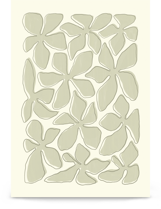 'Flower Dance - Green' 21×30 cm Fine Art Print with No Frame - Spilt Art by Melbourne Artist Eryn Levey