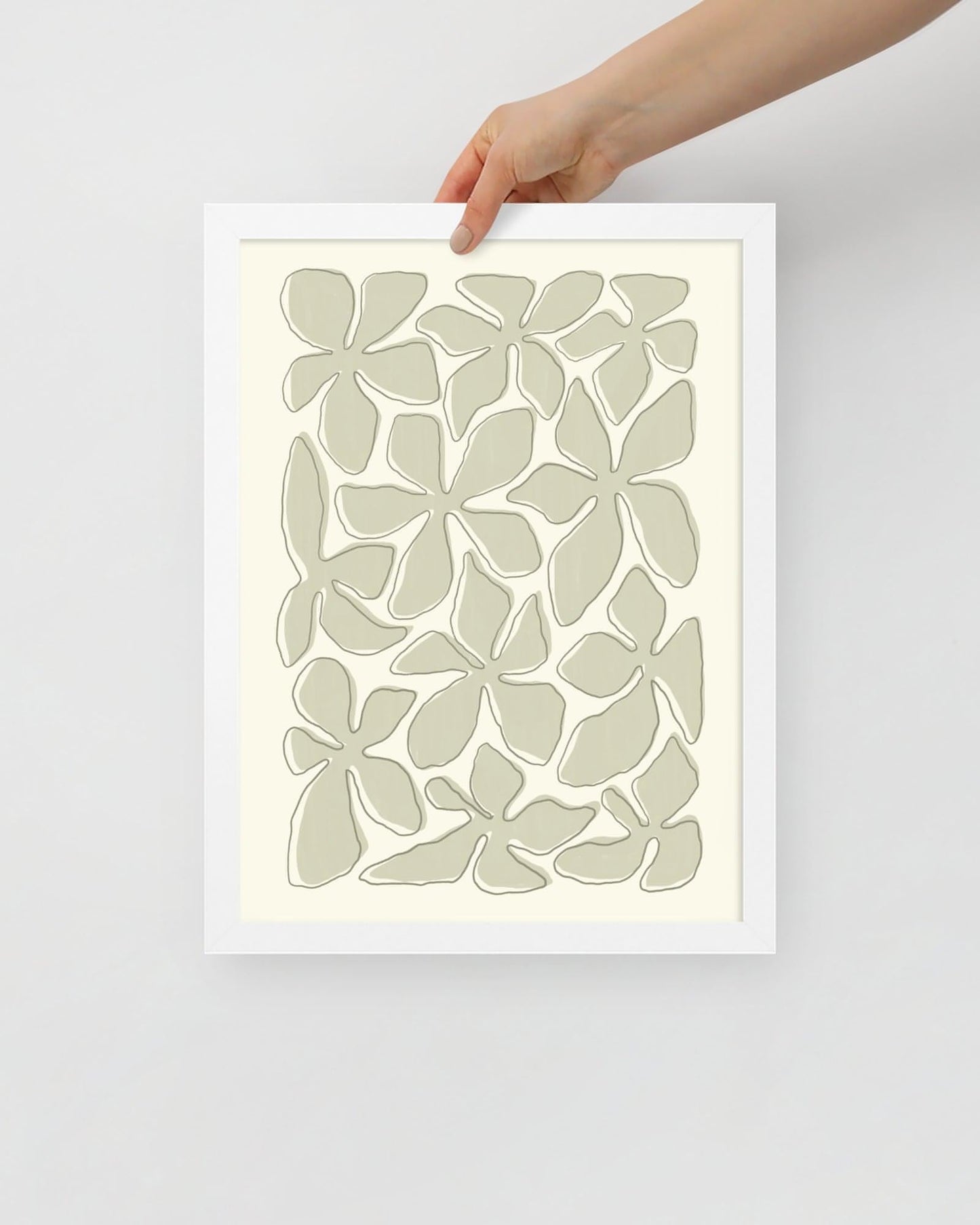 'Flower Dance - Green' 30×40 cm Fine Art Print with White Frame - Spilt Art by Melbourne Artist Eryn Levey