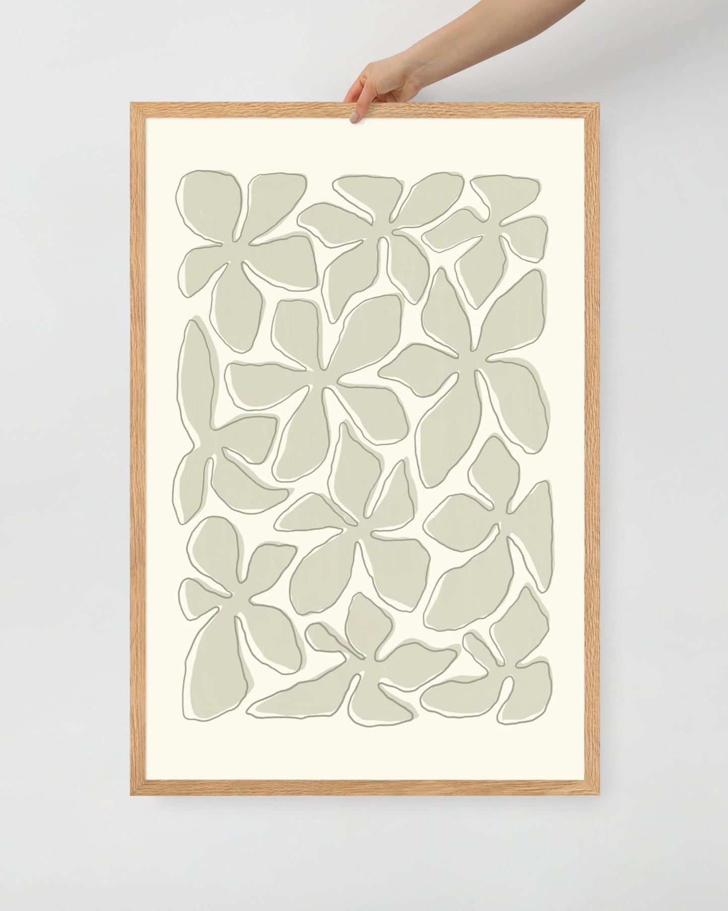 'Flower Dance - Green' 61×91 cm Fine Art Print with Oak Frame - Spilt Art by Melbourne Artist Eryn Levey