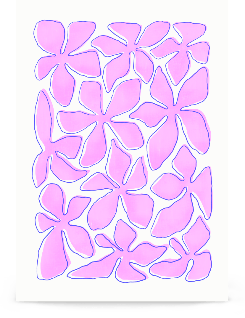 'Flower Dance - Pink' 21×30 cm Fine Art Print with No Frame - Spilt Art by Melbourne Artist Eryn Levey