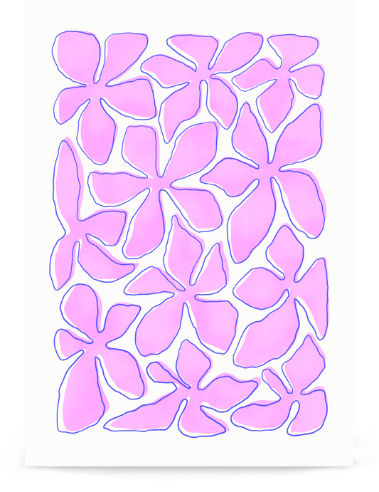 'Flower Dance - Pink' 21×30 cm Fine Art Print with No Frame - Spilt Art by Melbourne Artist Eryn Levey
