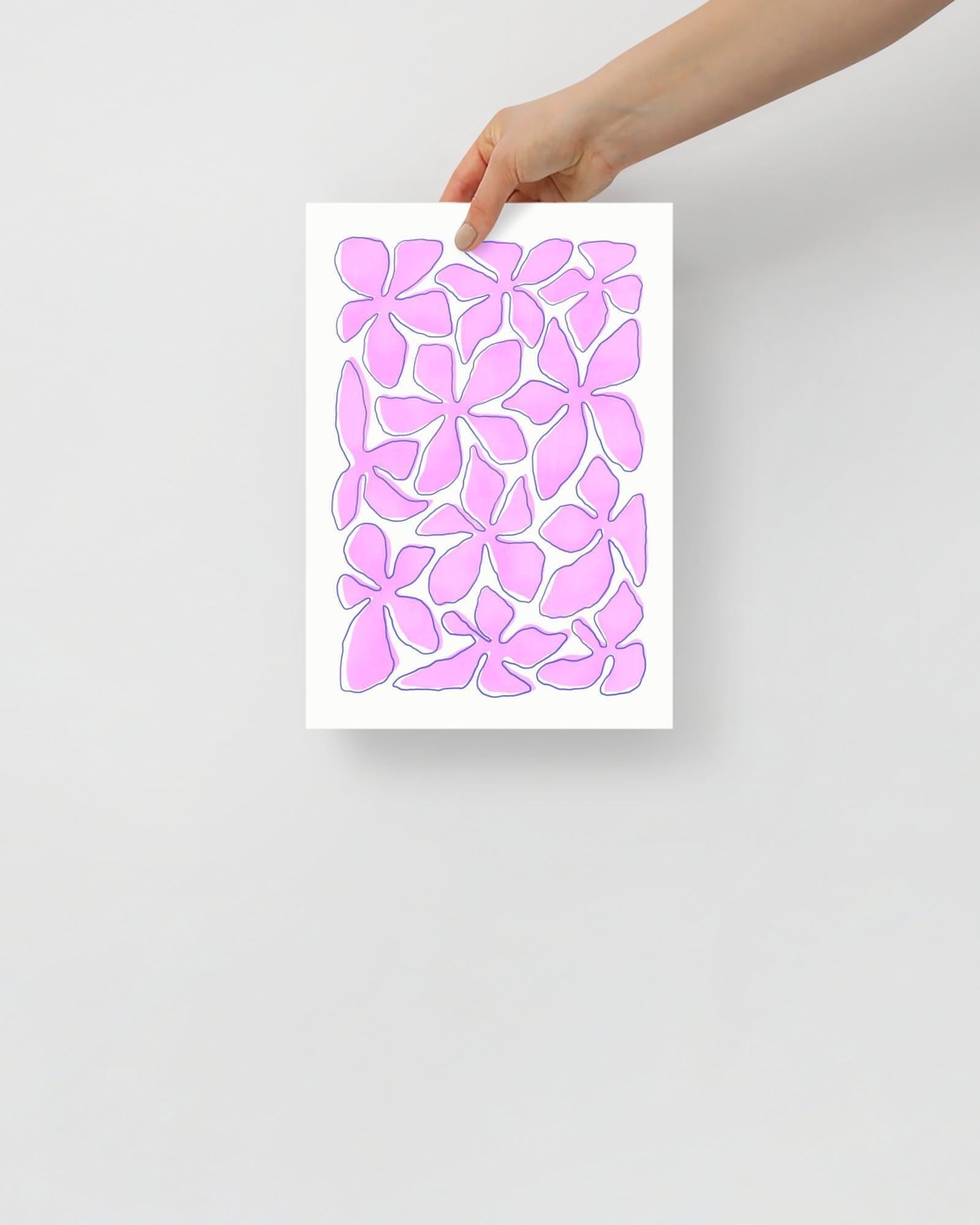 'Flower Dance - Pink' 21×30 cm Fine Art Print with No Frame - Spilt Art by Melbourne Artist Eryn Levey