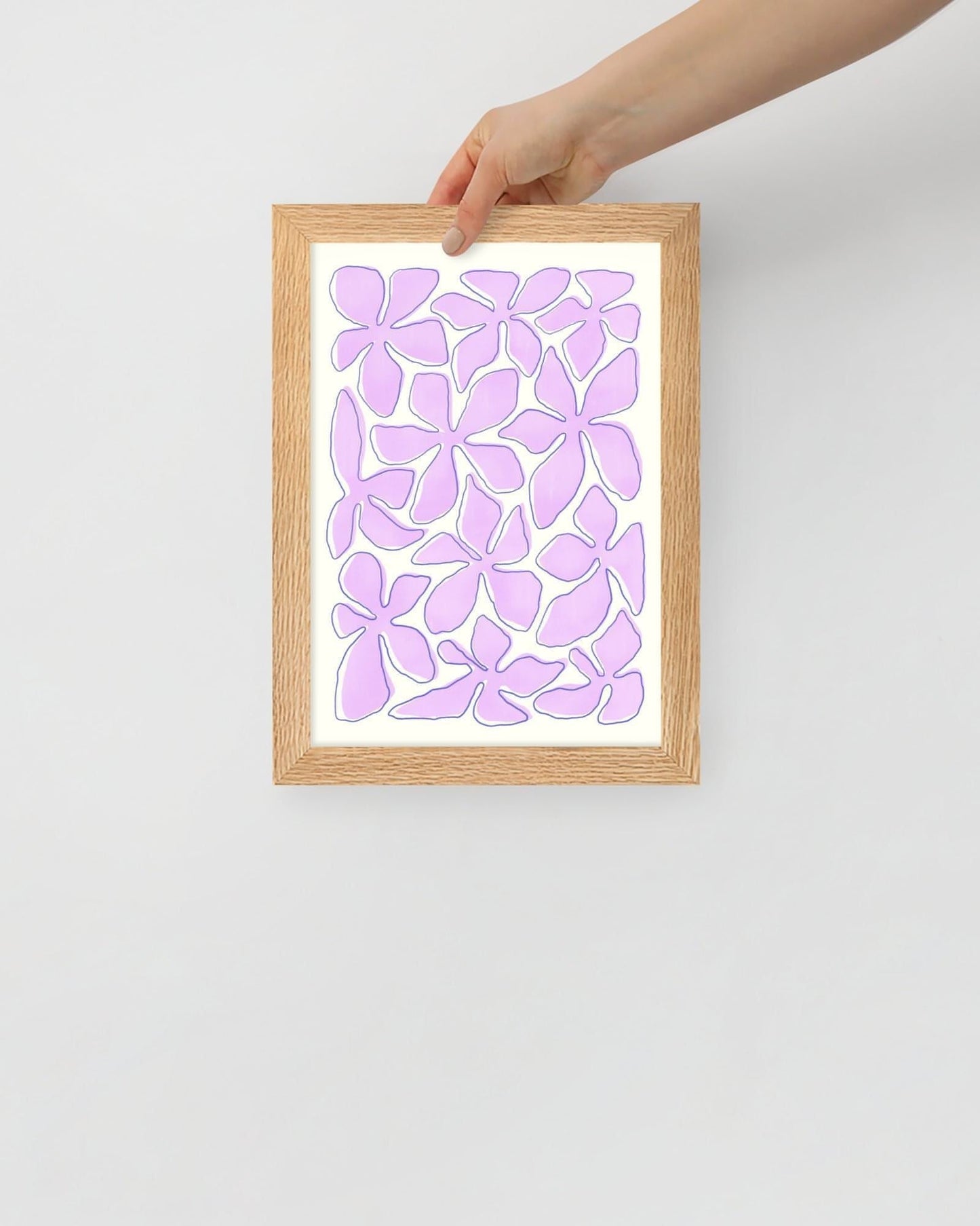 'Flower Dance - Pink' 21×30 cm Fine Art Print with Oak Frame - Spilt Art by Melbourne Artist Eryn Levey