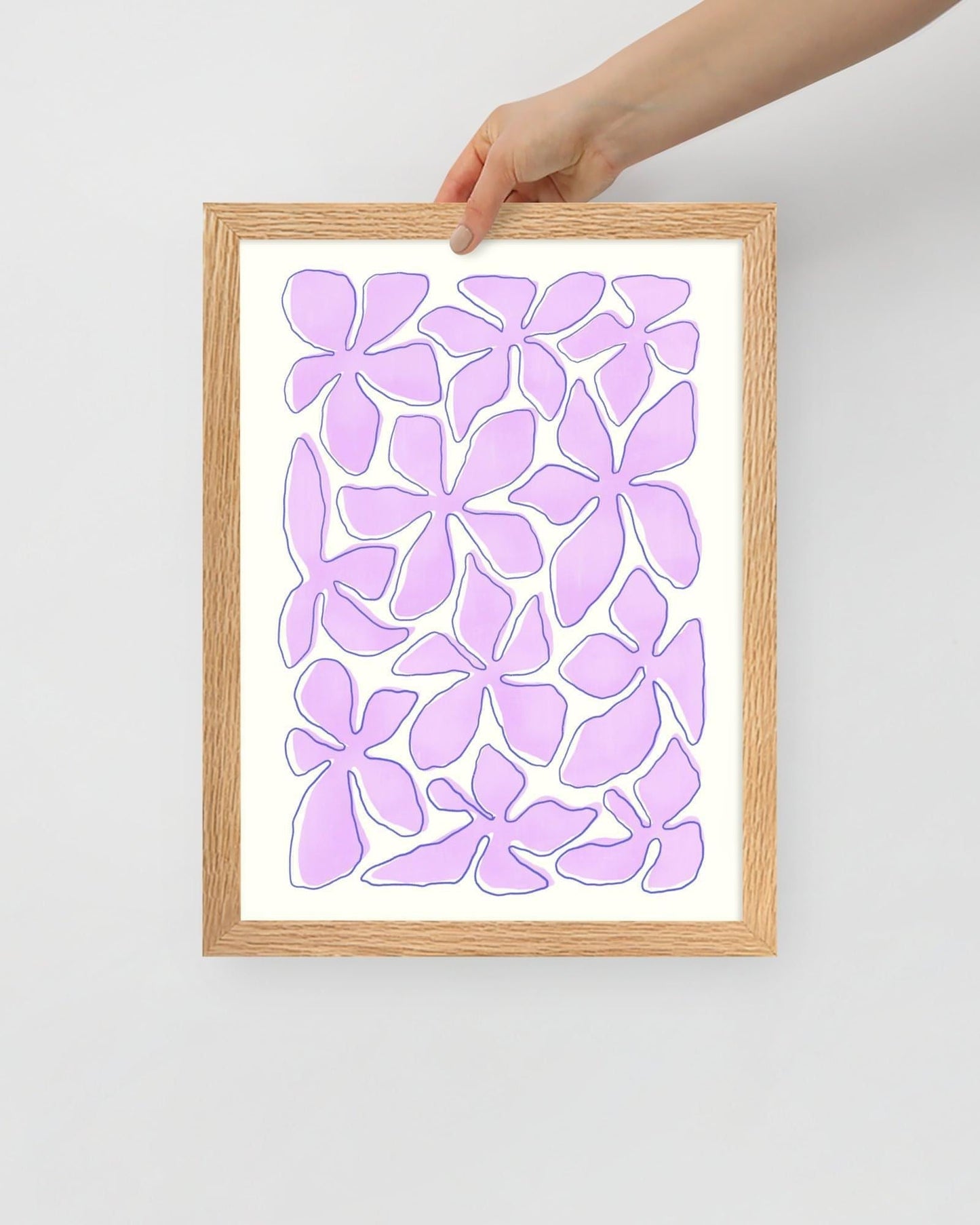 'Flower Dance - Pink' 30×40 cm Fine Art Print with Oak Frame - Spilt Art by Melbourne Artist Eryn Levey