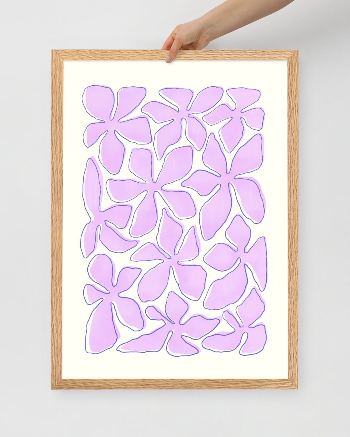 'Flower Dance - Pink' 50×70 cm Fine Art Print with Oak Frame - Spilt Art by Melbourne Artist Eryn Levey