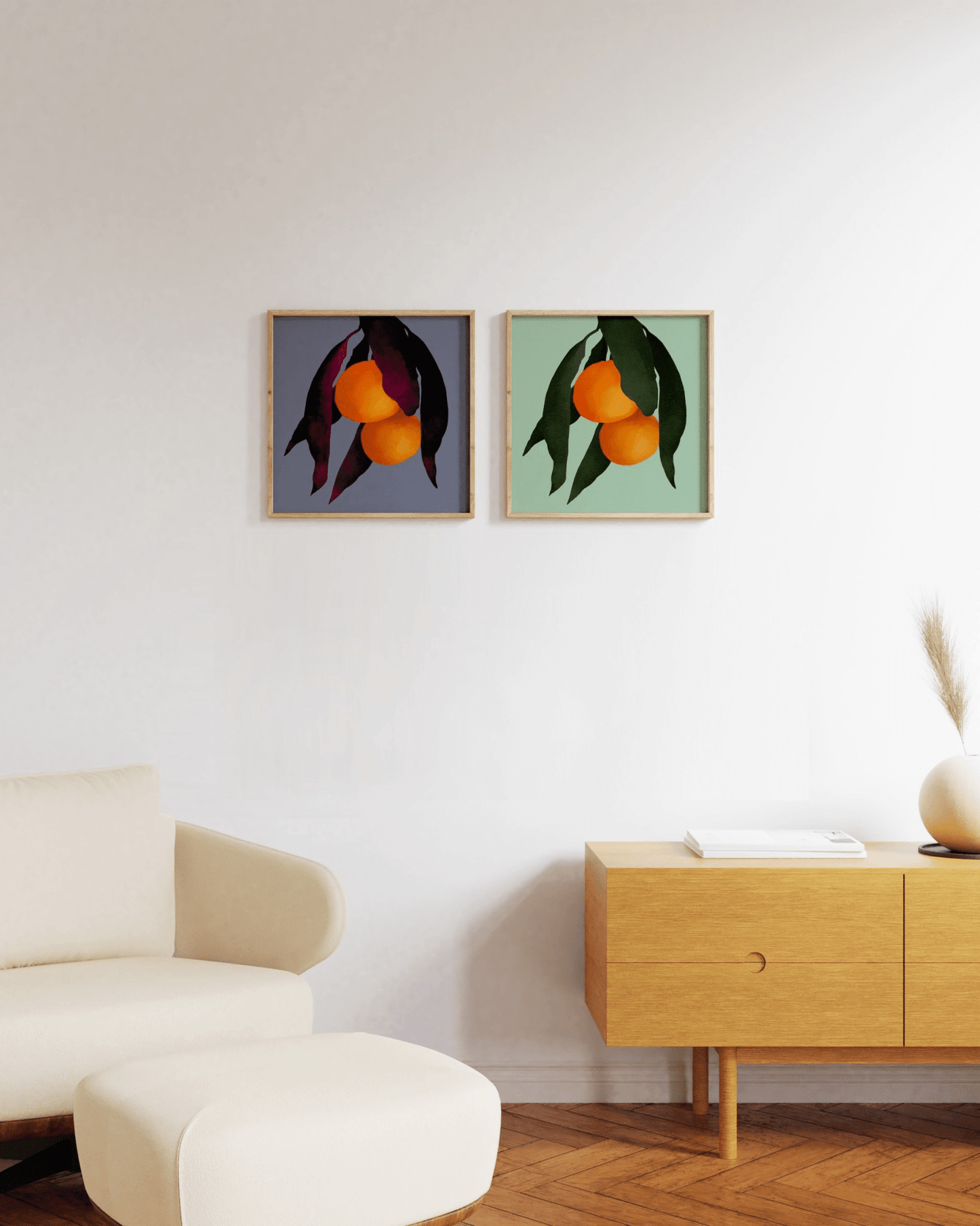 'Oranges - Green' 10×10 in (25.4cm) Fine Art Print with No Frame - Spilt Art by Melbourne Artist Eryn Levey