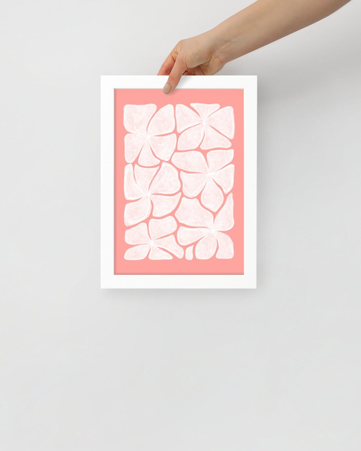 'Puzzled - Pink' 21×30 cm Fine Art Print with White Frame - Spilt Art by Melbourne Artist Eryn Levey