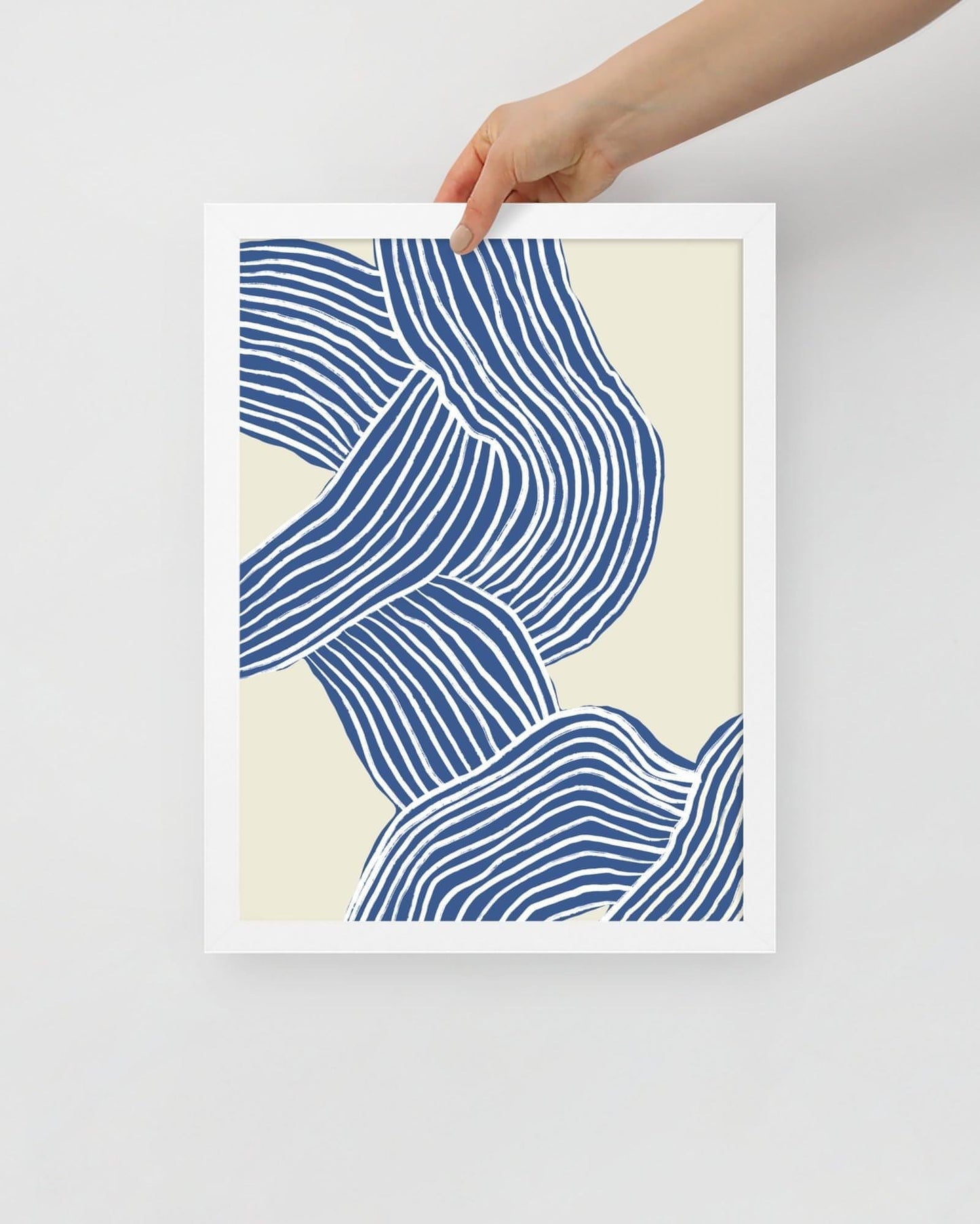 'Tenseless - Blue' 30×40 cm Fine Art Print with White Frame - Spilt Art by Melbourne Artist Eryn Levey