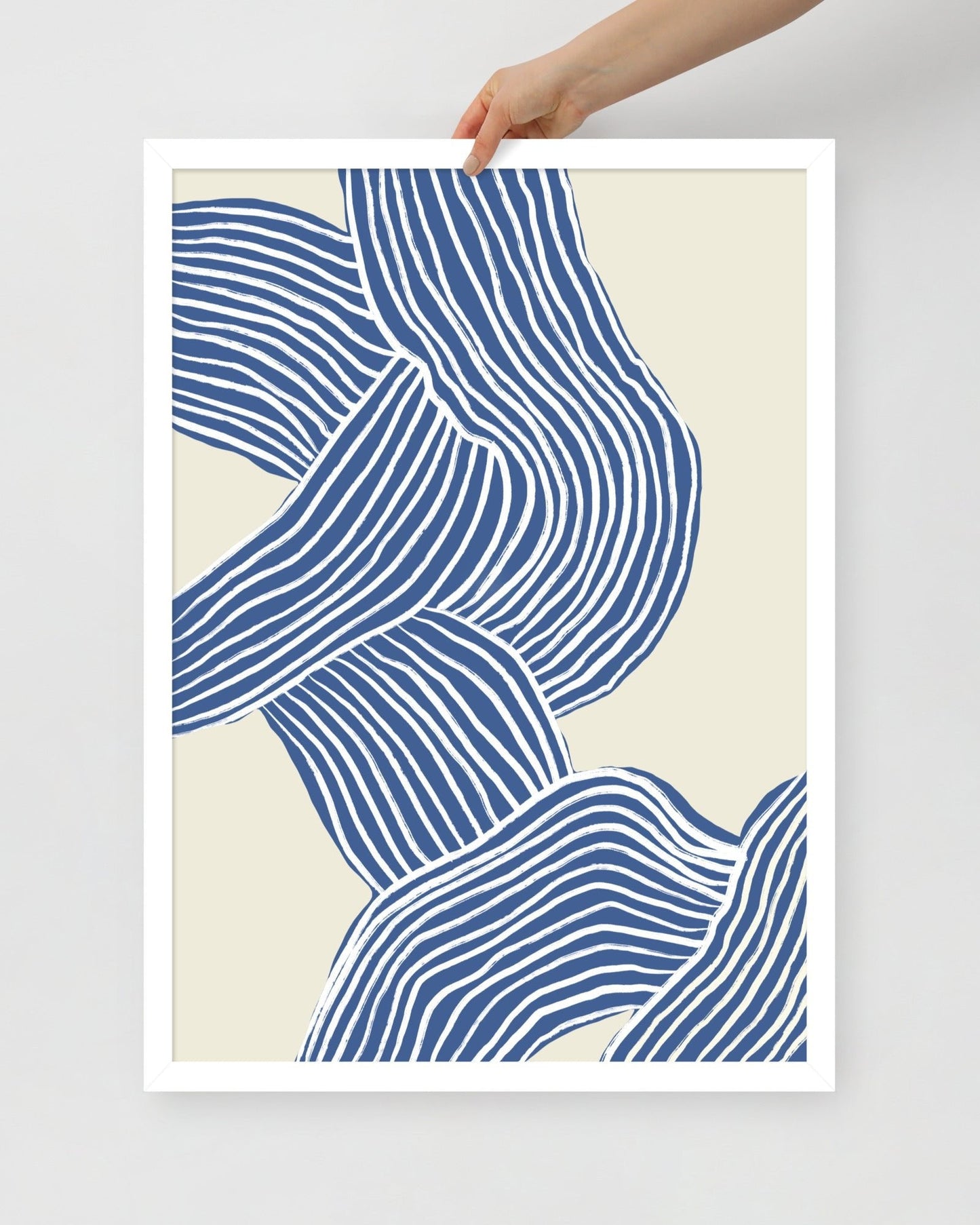 'Tenseless - Blue' 50×70 cm Fine Art Print with White Frame - Spilt Art by Melbourne Artist Eryn Levey