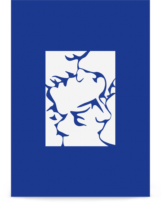 'Three Kisses - Blue' 21×30 cm Fine Art Print with No Frame - Spilt Art by Melbourne Artist Eryn Levey