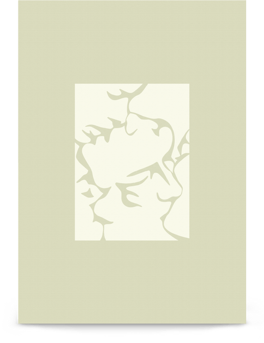 'Three Kisses - Green' 21×30 cm Fine Art Print with No Frame - Spilt Art by Melbourne Artist Eryn Levey