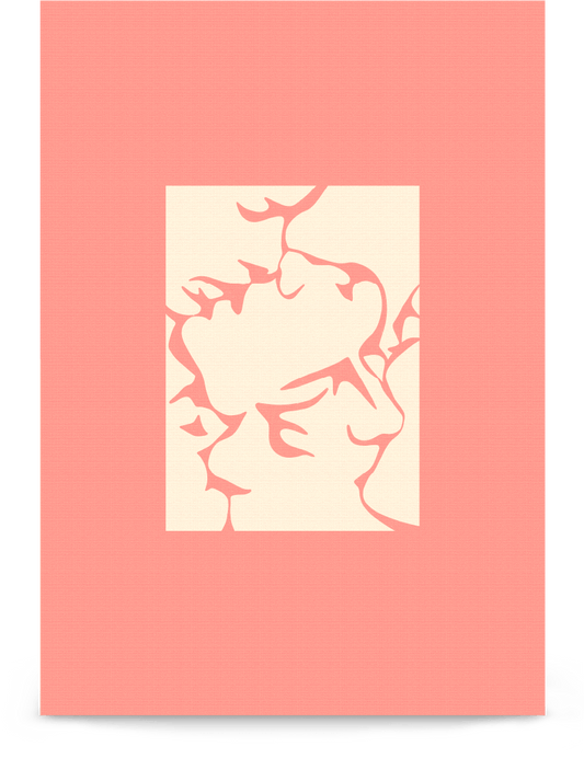 'Three Kisses - Pink' 21×30 cm Fine Art Print with No Frame - Spilt Art by Melbourne Artist Eryn Levey