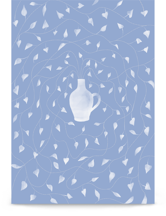'Vase - Blue' 21×30 cm Fine Art Print with No Frame - Spilt Art by Melbourne Artist Eryn Levey