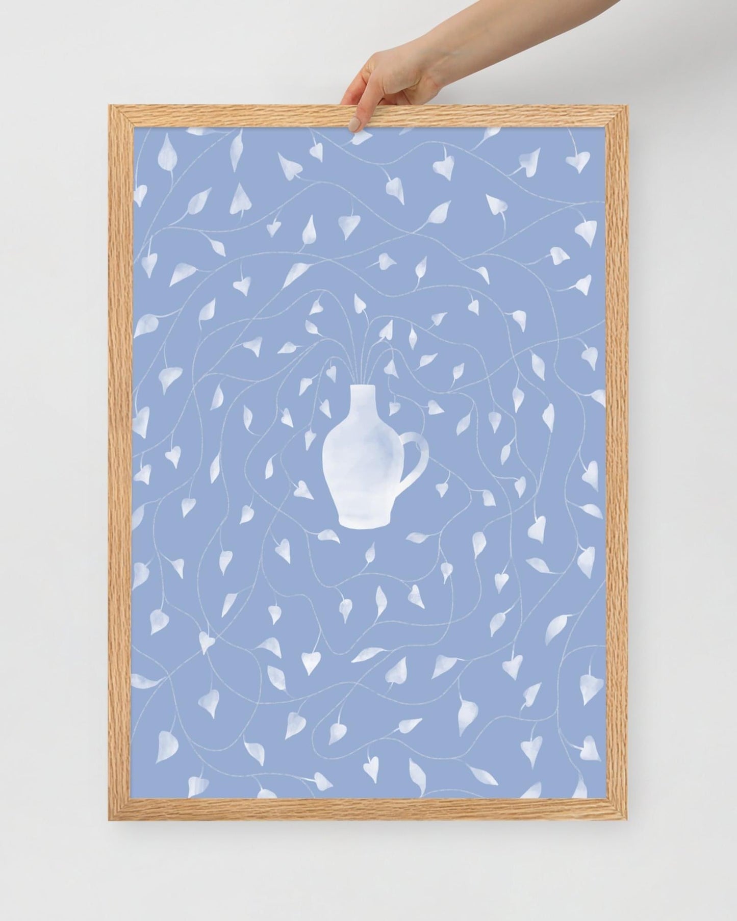'Vase - Blue' 50×70 cm Fine Art Print with Oak Frame - Spilt Art by Melbourne Artist Eryn Levey