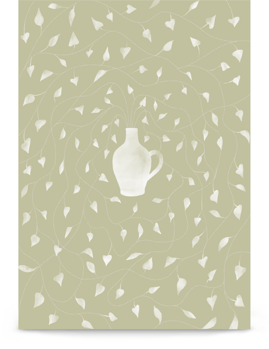 'Vase - Green' 21×30 cm Fine Art Print with No Frame - Spilt Art by Melbourne Artist Eryn Levey